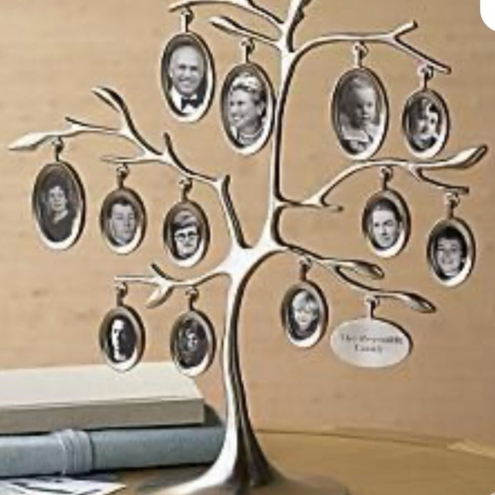 Red Envelope Personalized Family Tree Frame in brushed-nickel finish